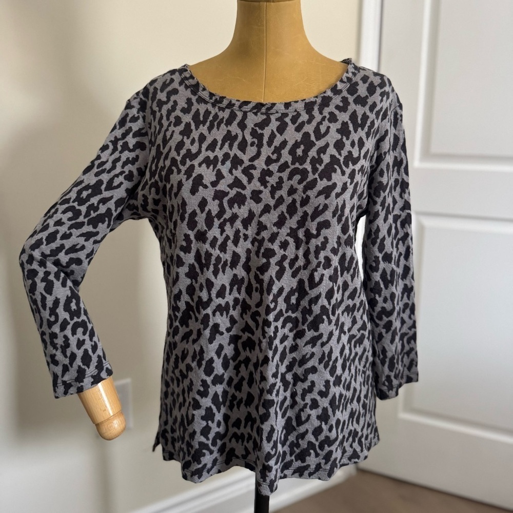 Joie Gray Leopard Print Top